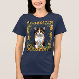 Maryland Calico Cat och Black Eyed Susan Flowers 4 T Shirt