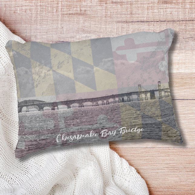 Maryland Chesapeake Bay Bridge Accent Dekorativ ku Prydnadskudde (A beautiful throw pillow with the Chesapeake Bay Bridge, to show your love of Maryland!)