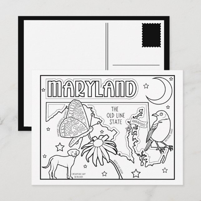maryland color me collage vykort (Fram/baksida)