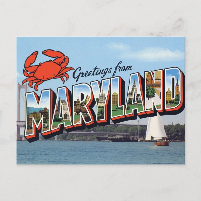Maryland Crab Bridge Kust Vykort (Framsida)