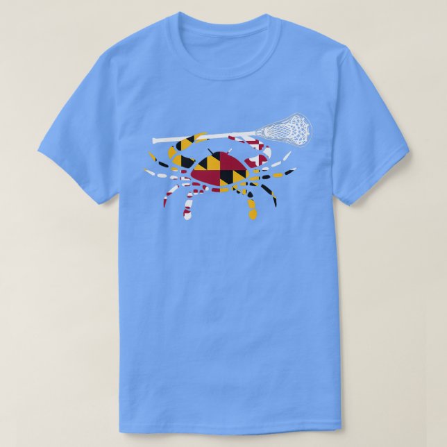 Maryland Crab Holding Lacrosse Stick Lacrosse Mary T Shirt (Design framsida)