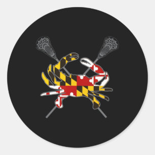 Maryland Crab Lacrosse Crossed Stick Md Flagga Mat Runt Klistermärke