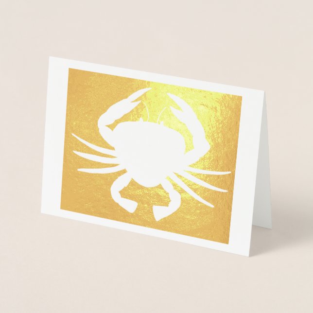 Maryland Crab Metallic Silhouette Beach Seafood Folierat Kort (Framsida)
