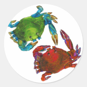 Maryland Crabs Före och efter Runt Klistermärke