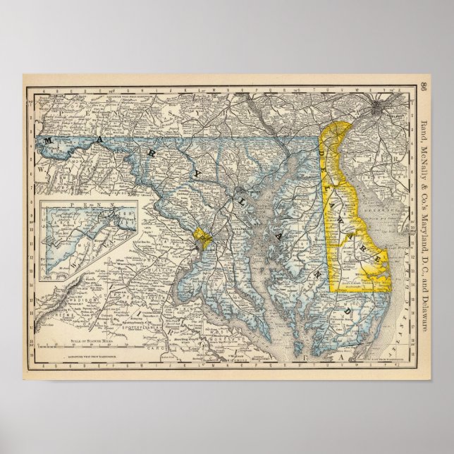 Maryland, DC och Delaware Poster (Framsidan)