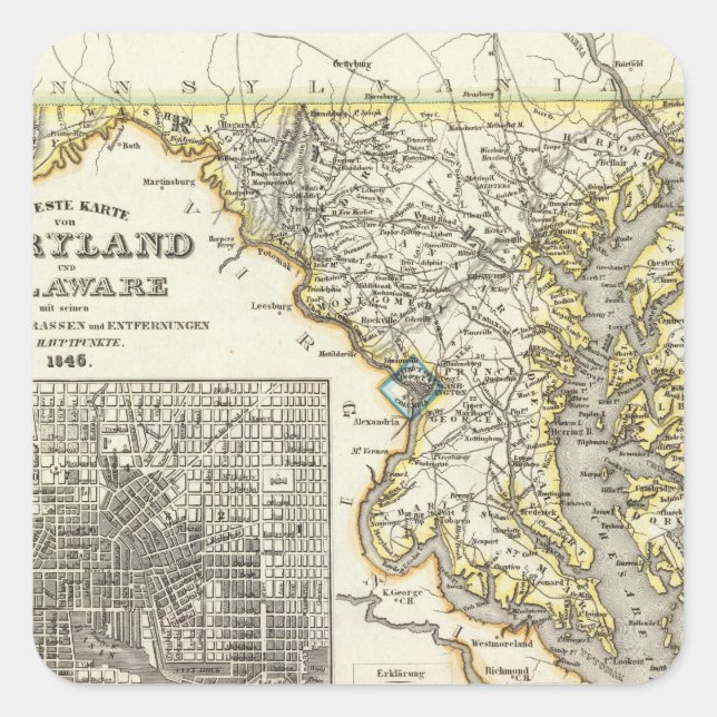 Maryland, Delaware Fyrkantigt Klistermärke (Framsida)