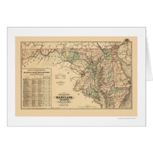 Maryland & Delaware järnvägkarta 1876 Hälsningskort