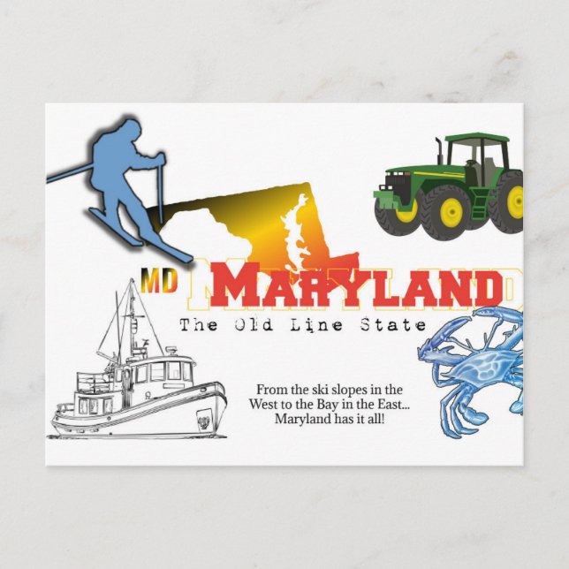 Maryland - Den gamla linjestaten Vykort (Framsida)