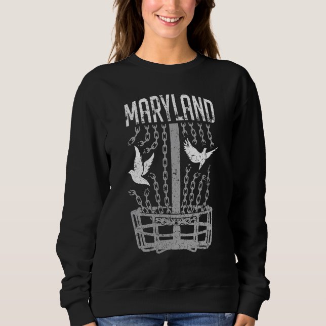 Maryland Disk Golf Player Breaking Chains Birdie T Shirt (Framsida)