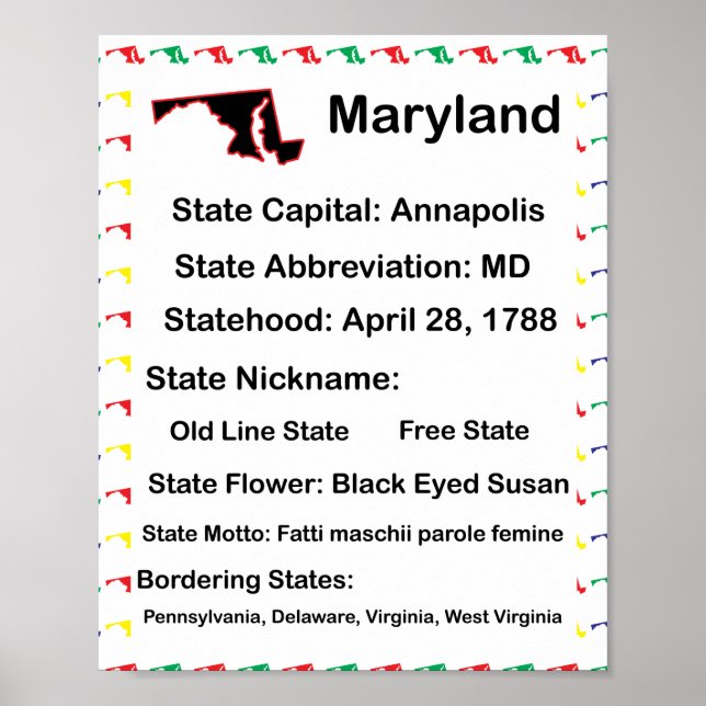Maryland Educational State Colorful Classroom Poster (Framsidan)
