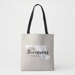 Maryland Family Monogram State Tote Bag Tygkasse