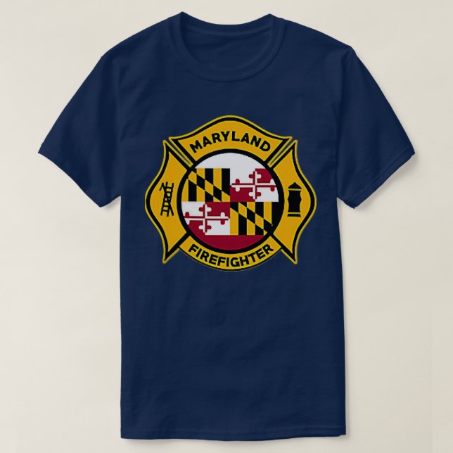 Maryland Fire Department Firefighters Firemen T Shirt (Design framsida)