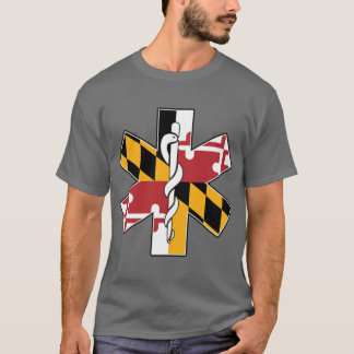 Maryland Flag EMS Akut Medicinsk Service för E T Shirt
