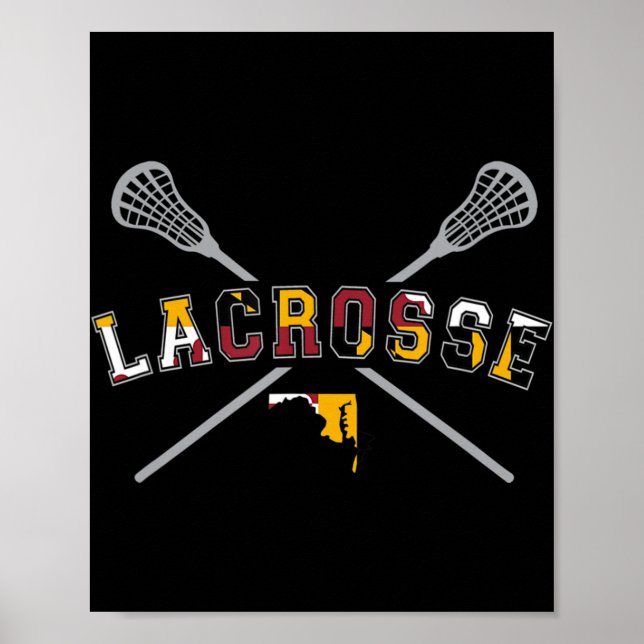 Maryland Flag Lacrosse Boys  Mens College LAX Stic Poster (Framsidan)