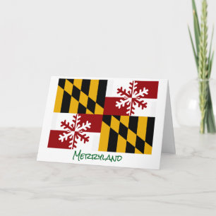 Maryland Flag Merryland Snöflinga Julkort Helgkort