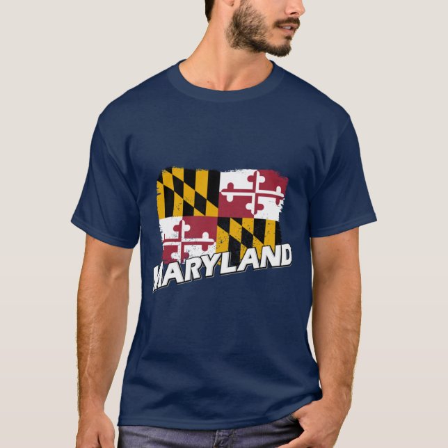 Maryland flagga 1 t shirt (Framsida)