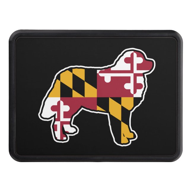 Maryland Flagga Bernese Mountain Hund Silhouette Dragkroksskydd (Framsidan)