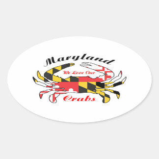 Maryland flagga blue crab - dekaldekal ovalt klistermärke