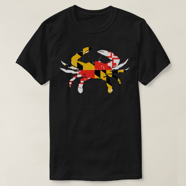 Maryland Flagga Crab Distress 1 T Shirt (Design framsida)