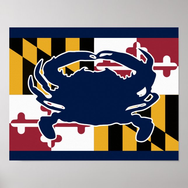 Maryland Flagga/Crab poster - marinblått (Framsidan)