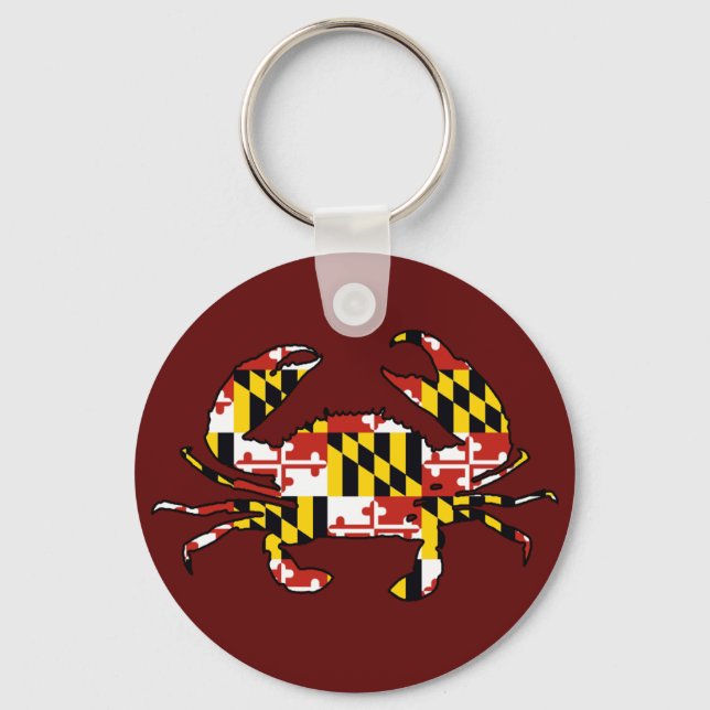 Maryland flagga crab round keychain nyckelring (Framsida)
