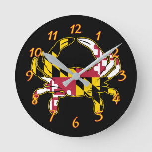 Maryland Flagga Crab Rund Klocka