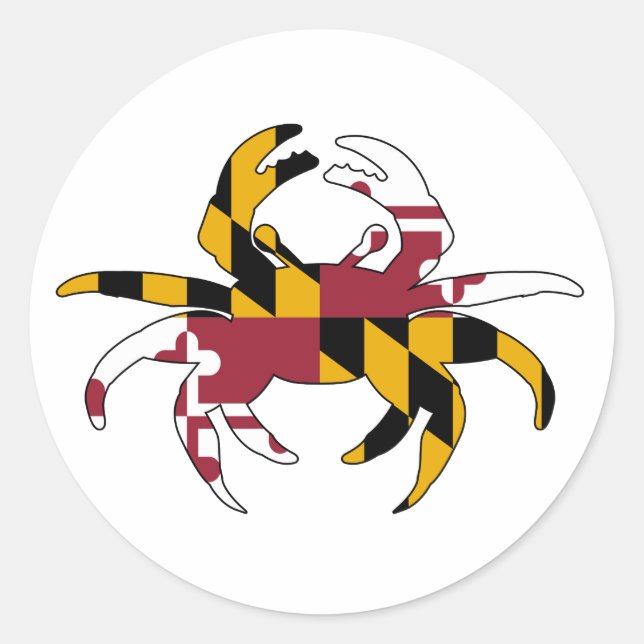 Maryland Flagga Crab Runt Klistermärke (Framsida)