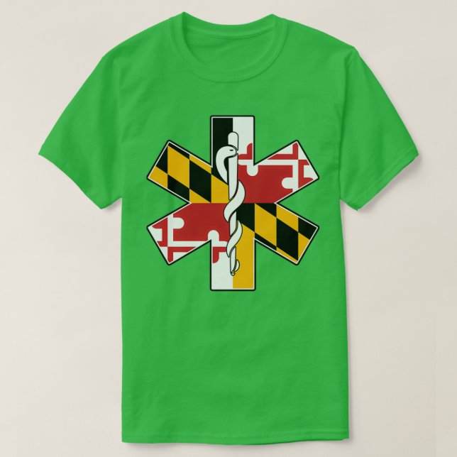 Maryland Flagga EMS Akut Medical Services for E T Shirt (Design framsida)