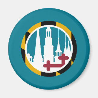 Maryland Flagga Frederick Clustered Spires Circle Magnet