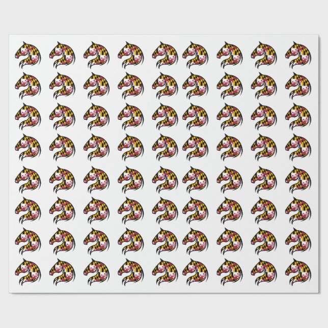 Maryland Flagga Häst Huvud Inpackningspapper Presentpapper (Platt)