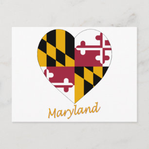 Maryland Flagga Heart Vykort