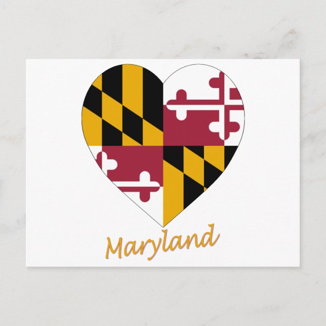 Maryland Flagga Heart Vykort (Framsida)