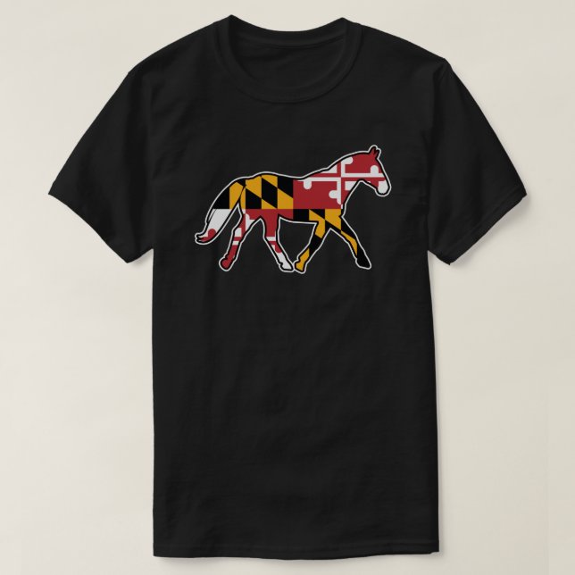 Maryland Flagga Horse Sticker T Shirt (Design framsida)