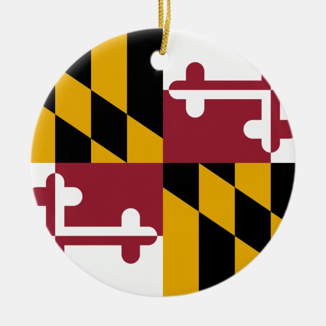 Maryland Flagga Julgransprydnad Keramik (Framsidan)