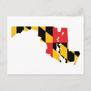 Maryland Flagga Karta Vykort