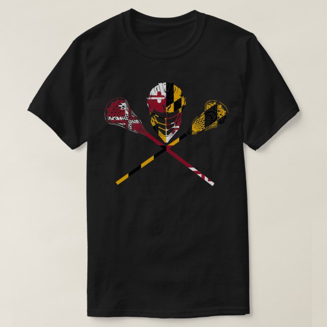 Maryland Flagga Lacrosse Boys Manar Womens College T Shirt (Design framsida)