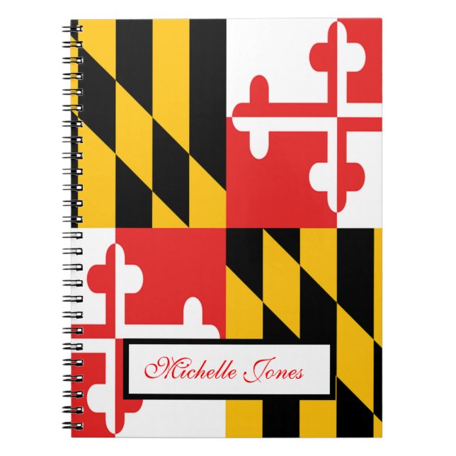Maryland Flagga Lägg till namnet Homeschool Anteckningsbok (Framsidan)