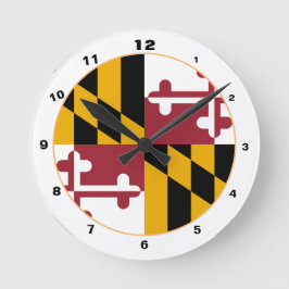 Maryland Flagga & Maryland mode /design USA Rund Klocka
