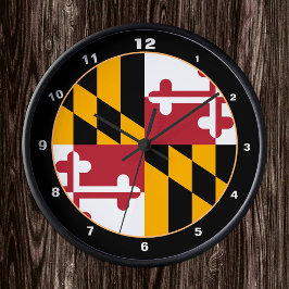 Maryland Flagga & Maryland mode /design USA Rund Klocka