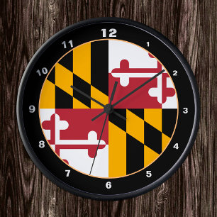 Maryland Flagga & Maryland mode /design USA Rund Klocka