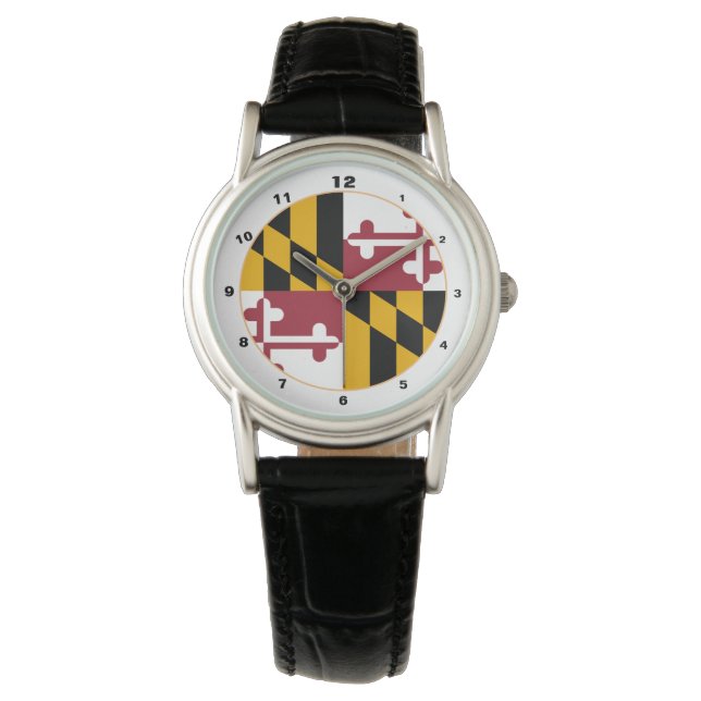 Maryland Flagga & Maryland mode USA/designur Armbandsur (Framsida)