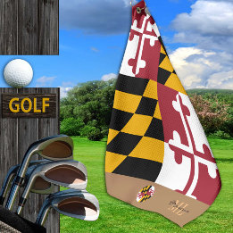 Maryland flagga & Maryland monogrammed/golfhandduk