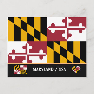 Maryland Flagga & Maryland Stat USA /Amerika Vykort