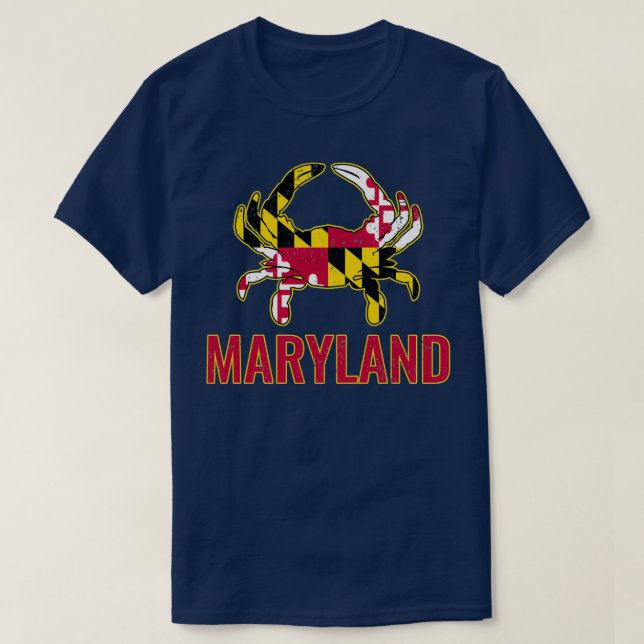 Maryland Flagga Maryland State Crab Flagga T Shirt (Design framsida)