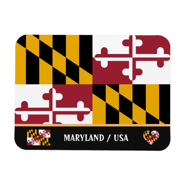 Maryland Flagga & Maryland State /RESU Amerika Magnet (Horisontell)