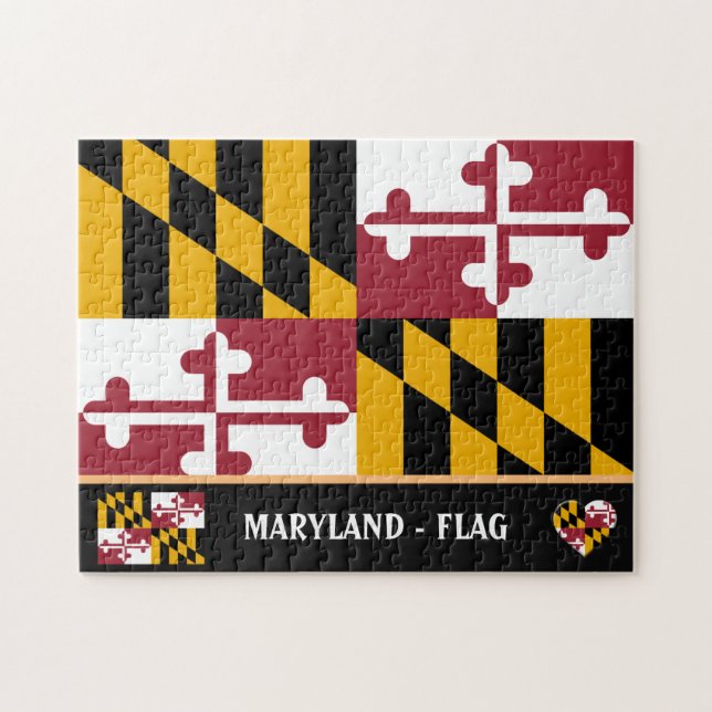 Maryland Flagga & Maryland State USA/Amerika Pussel (Horisontell)