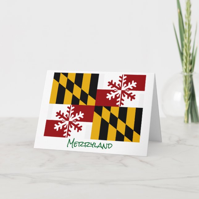 Maryland Flagga Merryland Snöflinga Julkort Helgkort (Framsida)