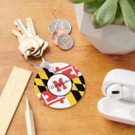 Maryland Flagga Monogram-nyckelkedja för Personlig Nyckelring