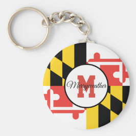 Maryland Flagga Monogram-nyckelkedja för Personlig Nyckelring
