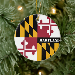Maryland Flagga Ornament, jul, Maryland Julgransprydnad Keramik